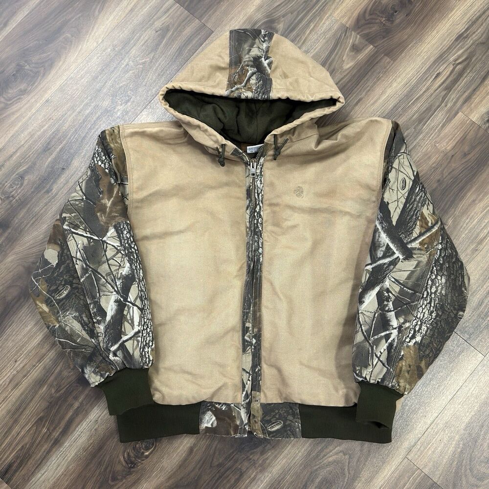 Vintage Legendary Whitetails Camo Hooded 90s Jacket Hunting Outdoors Y2K Size XL